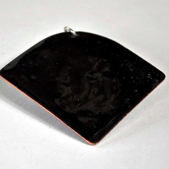 Dove Grey Maroon Enameled Pendant - Picture 2 of 2